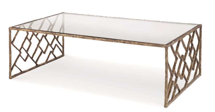Table basse en bronze à treillis